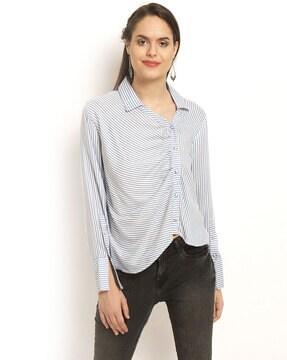 striped shirt with spread collar