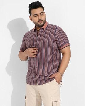 striped shirt with spread collar