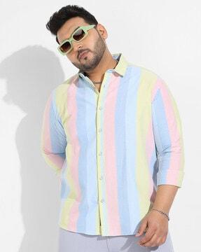 striped shirt with spread collar