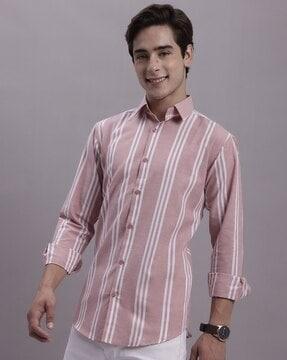 striped shirt with spread-collar