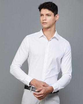 striped shirt with spread-collar