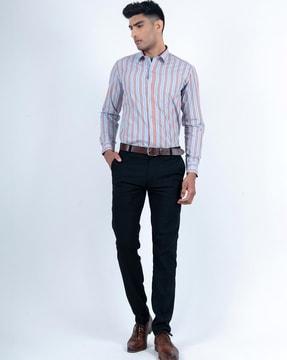 striped shirt with spred collar