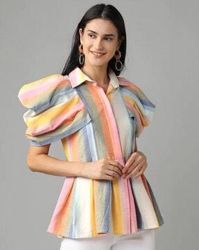 striped shirt with stylised sleeves