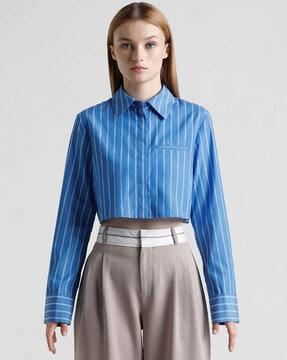 striped shirt with welt pocket