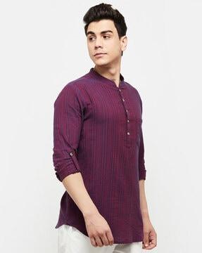 striped short kurta with patch pcoket