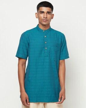 striped short kurta with patch pocket