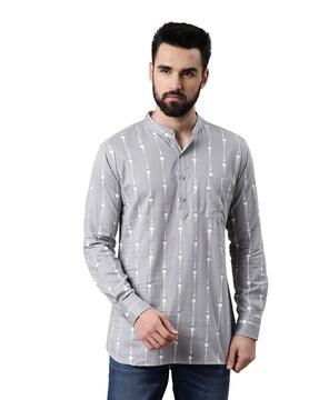 striped short kurta with patch pocket