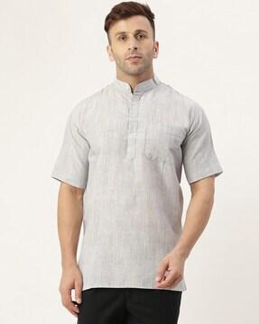 striped short kurta with patch pocket