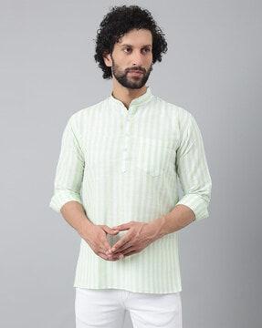 striped short kurta with patch pocket