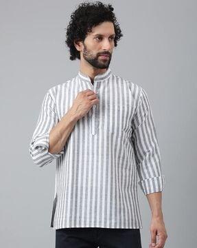 striped short kurta with patch pocket