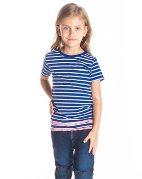 striped short sleeves top