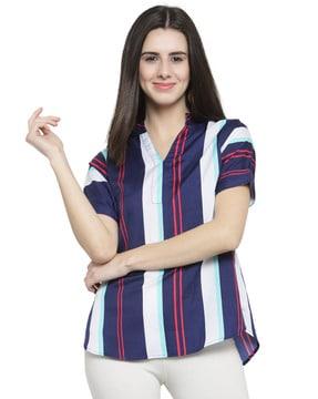 striped short sleeves top