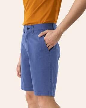 striped shorts with belted loops