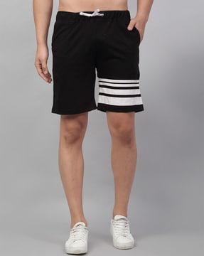 striped shorts with drawstring waist