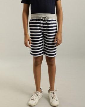 striped shorts with drawstring waist