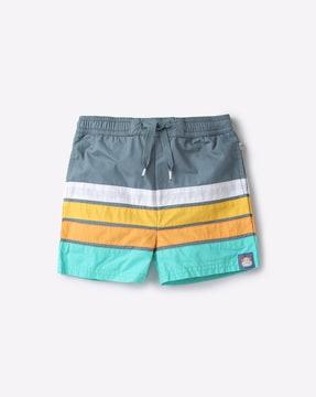 striped shorts with elasticated drawstring fastening