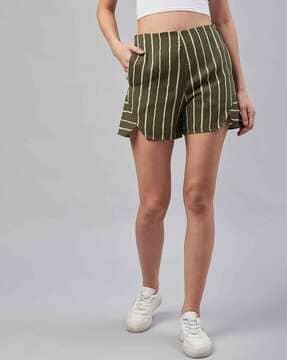 striped shorts with insert pockets