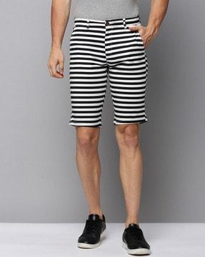 striped shorts with insert pockets