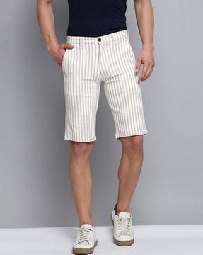 striped shorts with insert pockets