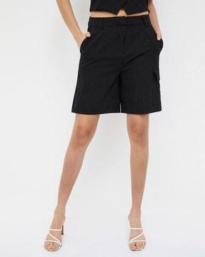 striped shorts with insert pockets