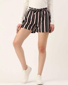 striped shorts with tie-up