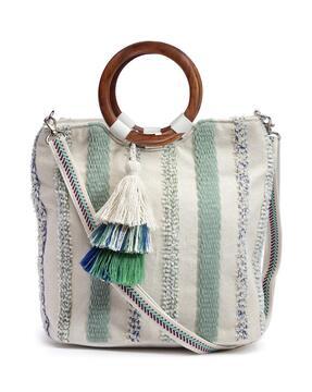 striped shoulder bag with detachable strap