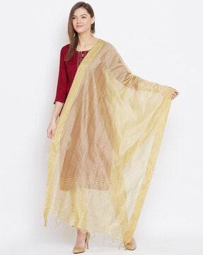 striped silk dupatta with tassels