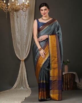 striped silk woven saree