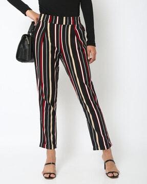 striped sim fit pleat-front pants