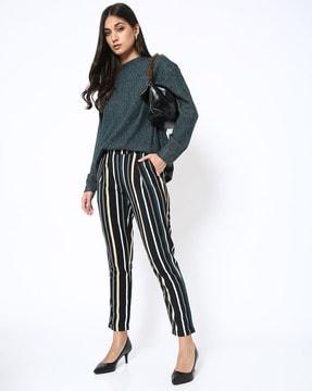 striped sim fit pleat-front pants