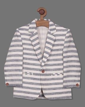 striped single-breasted blazer with notched lapel