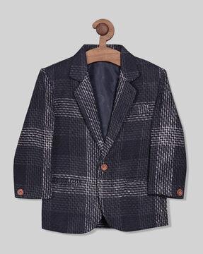striped single-breasted blazer with notched lapel