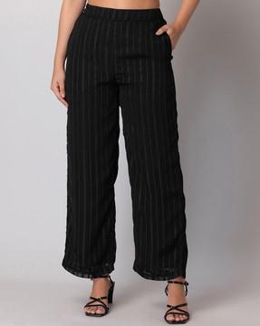 striped single-plated pants