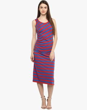 striped sleeveless bodycon dress