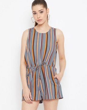 striped sleeveless jumpsuit