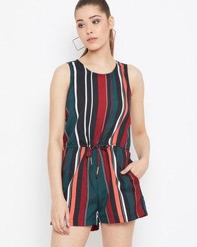 striped sleeveless jumpsuit