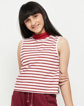 striped sleeveless top