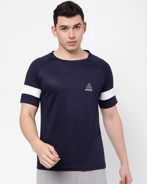 striped sleeves crew- neck t-shirt