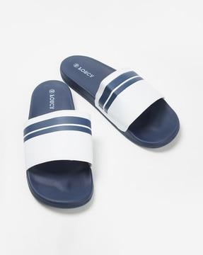 striped slides flip flops 