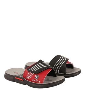 striped slides with velcro fastening