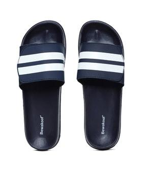 striped slides with velcro fastening