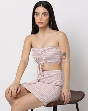 striped slim fit a-line skirt with top