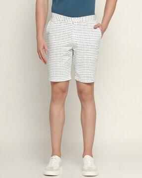 striped slim fit bermudas