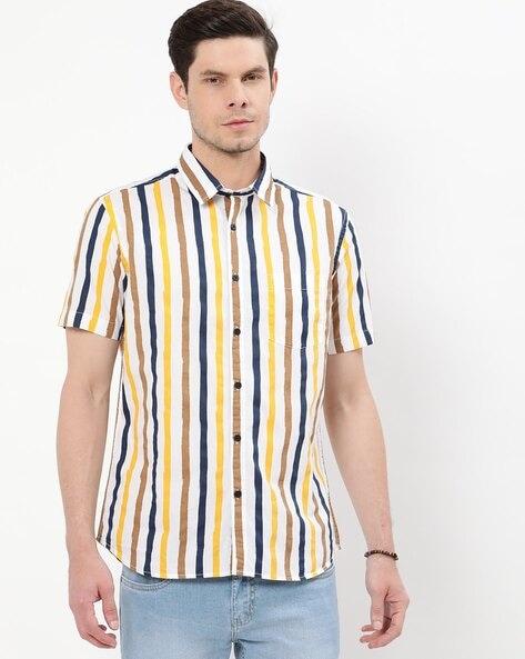 striped slim fit cotton shirt