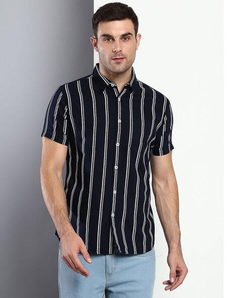 striped slim fit cotton shirt