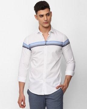 striped slim fit cotton shirt