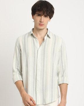 striped slim fit cotton shirt