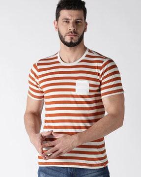 striped slim fit crew- necked  t-shirt