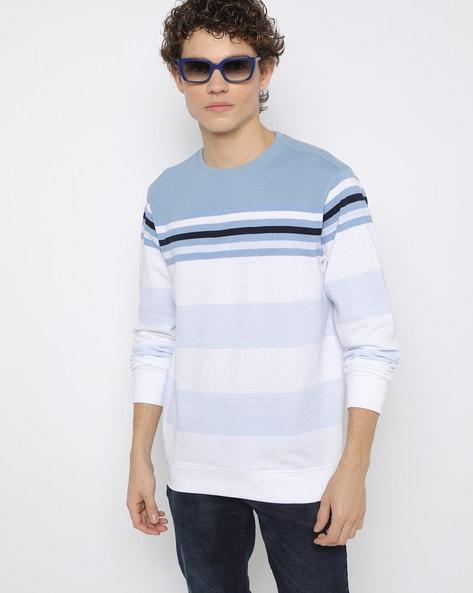 striped slim fit crew-neck sweatshirt