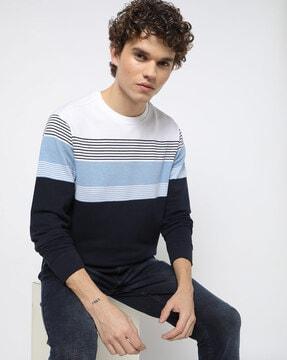 striped slim fit crew-neck sweatshirt